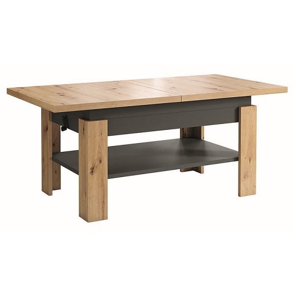 Ławostół MONTANA dąb artisan / antracyt 130(170)x65x55(67) - Signal